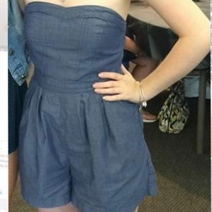 Strapless Blue/Gray Romper